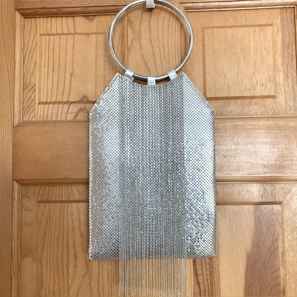 Silver Chain Fringe Bag with Round Handles